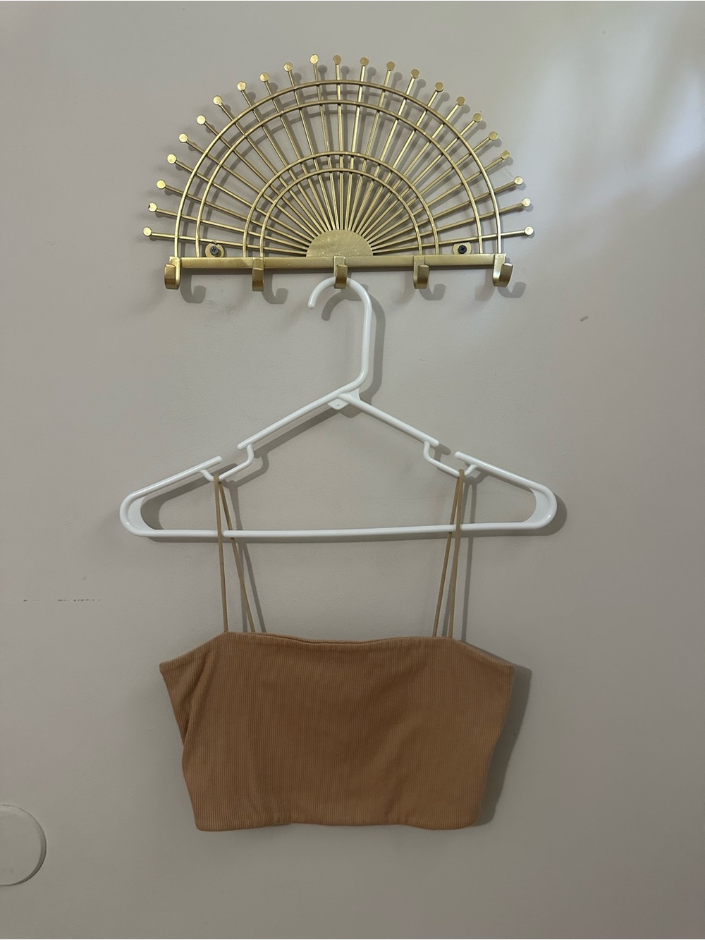 SHEIN Camel Ribbed Double-Spaghetti Strap Crop Camisole